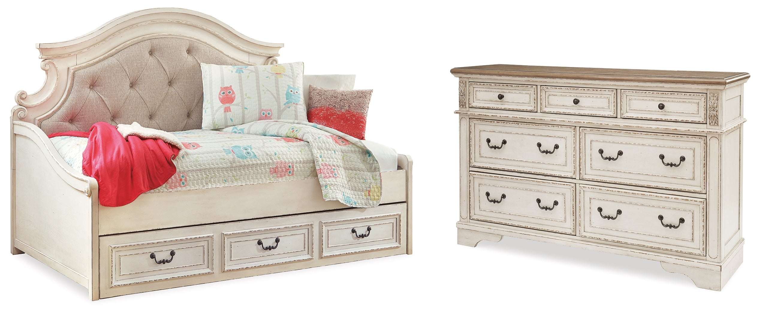 Hoover Furniture Outlet - Ashley Furniture - Realyn Twin Storage Day Bed and Dresser - Twin Storage Day Bed and Dresser - B743B43