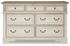Realyn Queen Upholstered Panel Bed, Dresser and 2 Nightstands