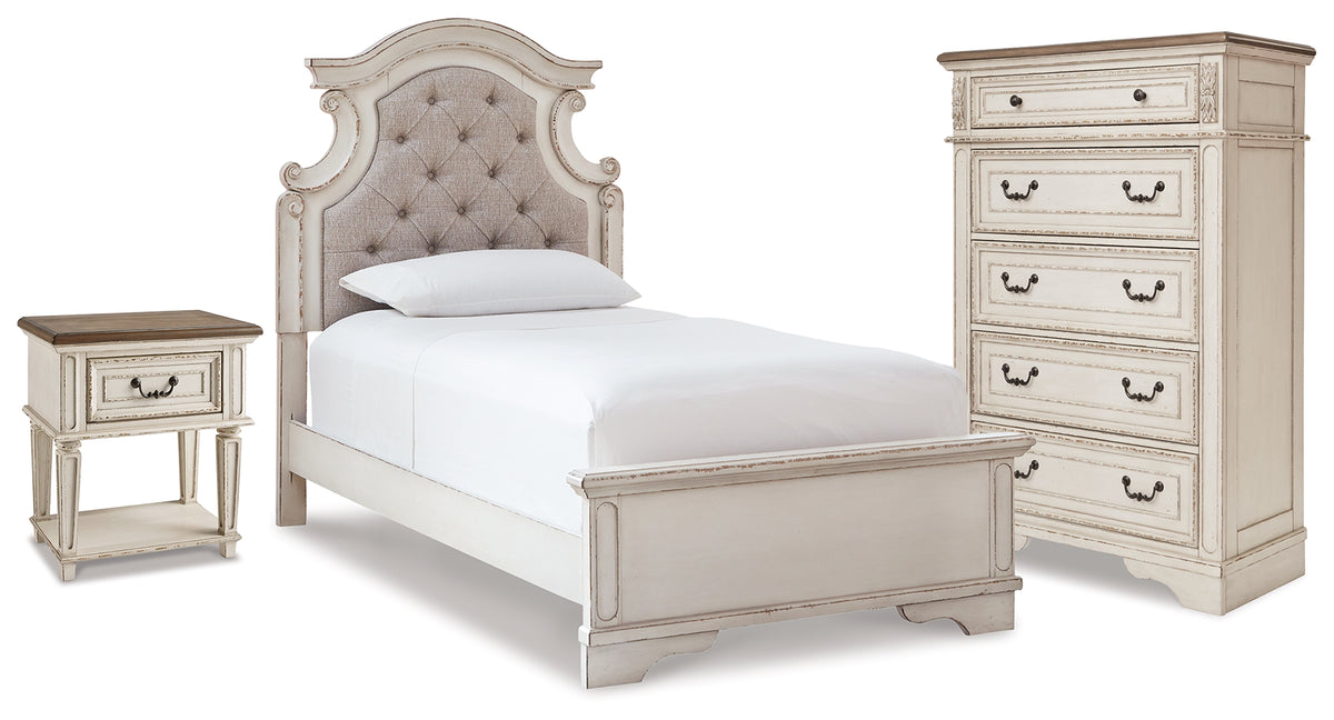 Hoover Furniture Outlet - Ashley Furniture - Realyn Twin Panel Bed, Chest and Nightstand - Twin Panel Bed, Chest and Nightstand - B743B93