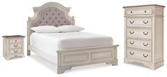 Hoover Furniture Outlet - Ashley Furniture - Realyn Full Upholstered Panel Bed, Chest and Nightstand - Full Upholstered Panel Bed, Chest and Nightstand - B743B96