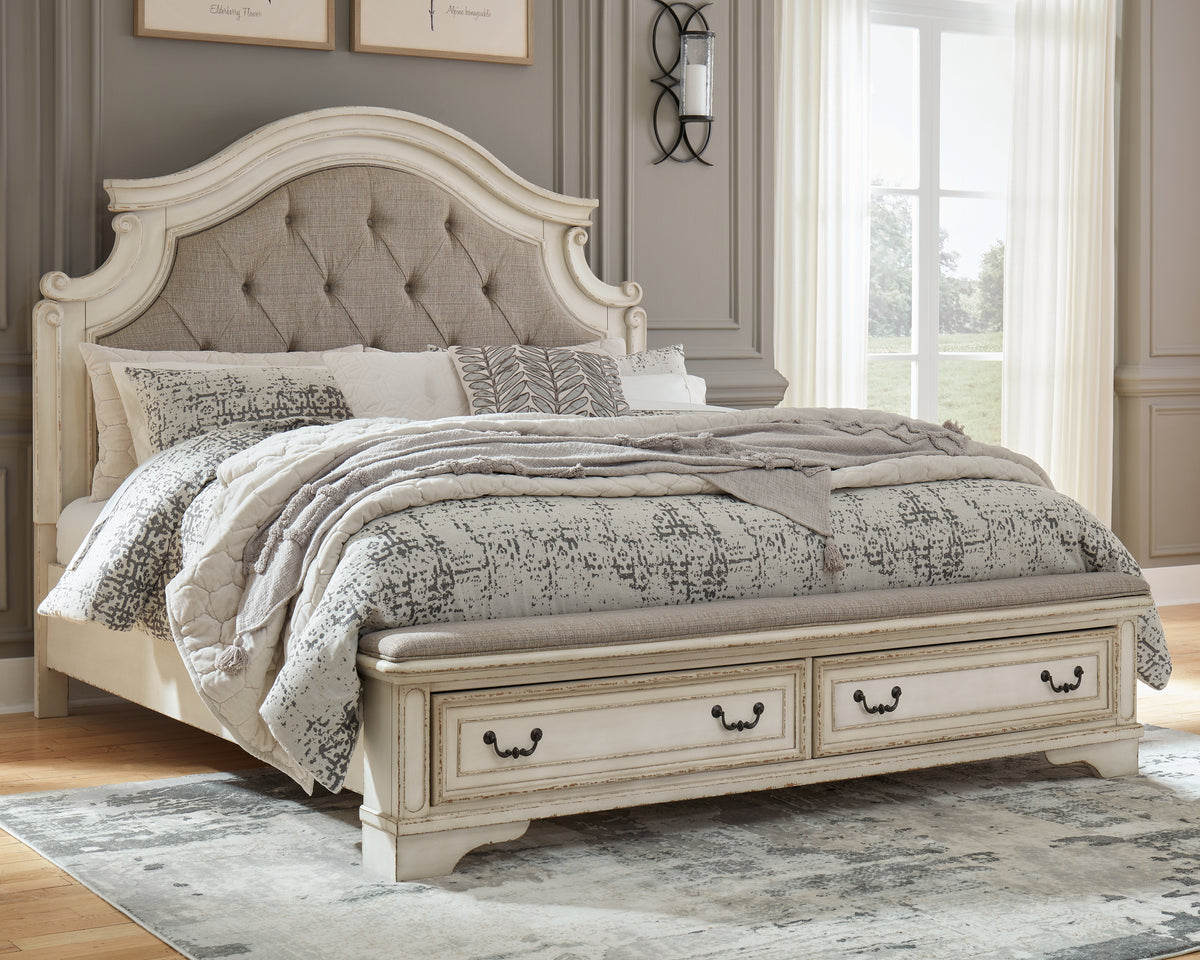 Hoover Furniture Outlet - Ashley Furniture - Realyn King Upholstered Storage Bed - King Upholstered Storage Bed / Two-tone - B743B20