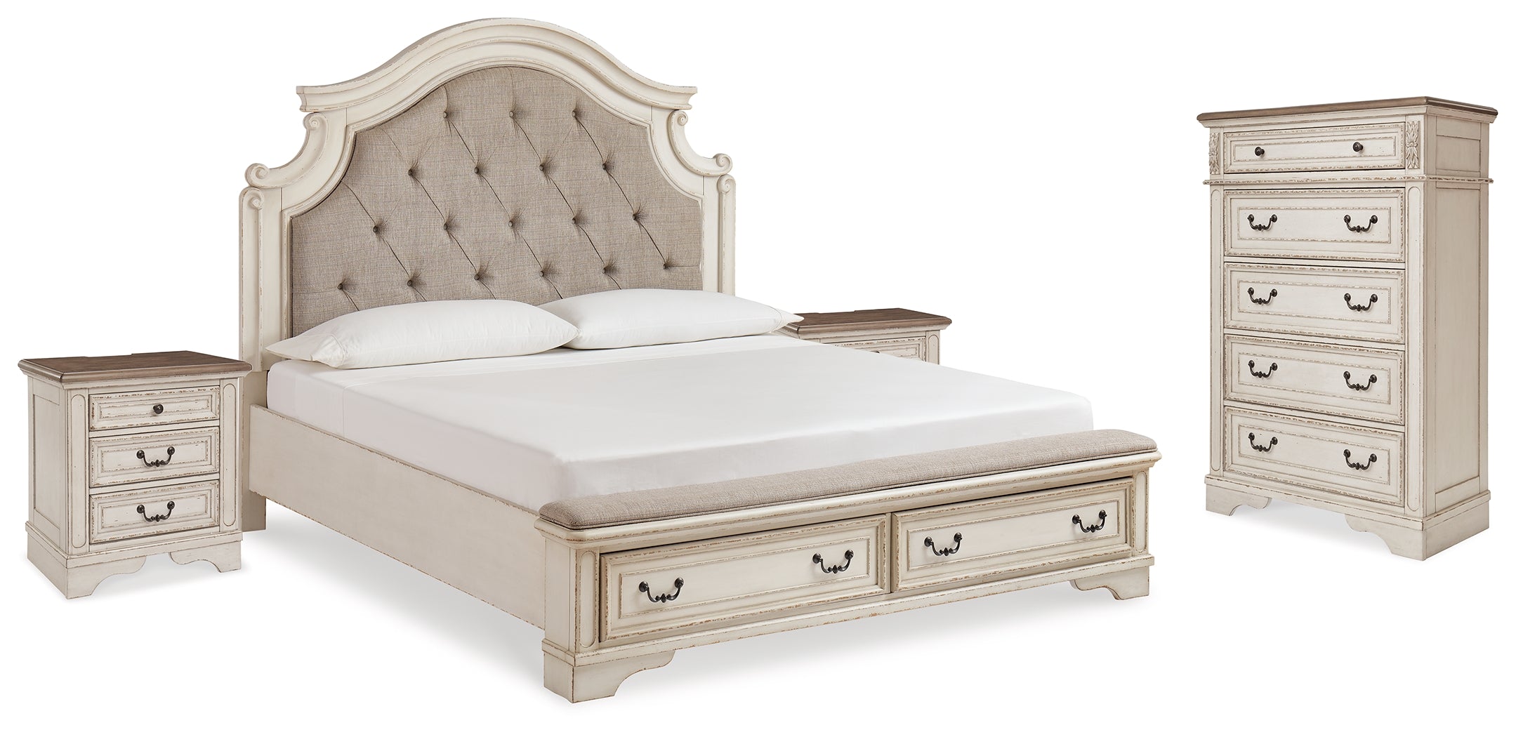 Hoover Furniture Outlet - Ashley Furniture - Realyn King Storage Bed, Chest and 2 Nightstands - King Storage Bed, Chest and 2 Nightstands - B743B50