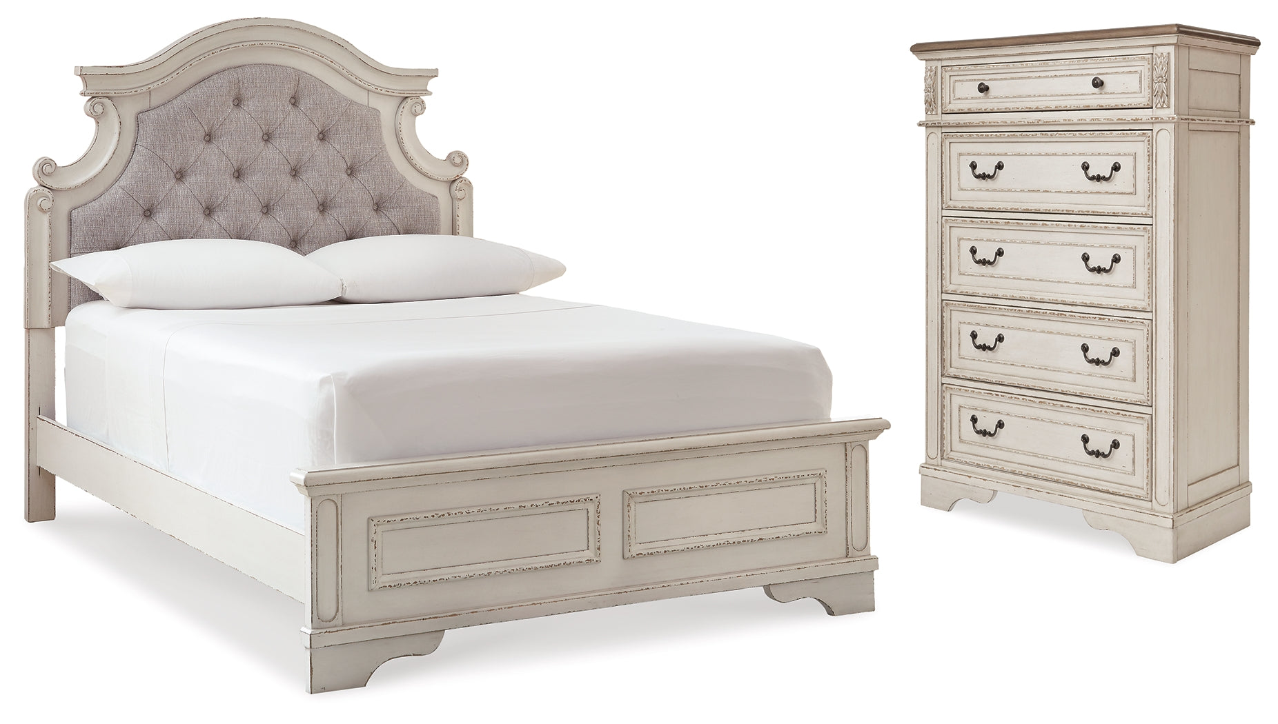 Hoover Furniture Outlet - Ashley Furniture - Realyn Full Panel Bed and Chest - Full Panel Bed and Chest - B743B42
