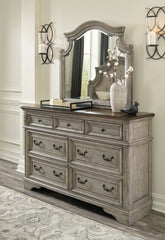 Hoover Furniture Outlet - Ashley Furniture - Lodenbay Dresser and Mirror - Dresser and Mirror / Antique Gray/Brown - B751B1