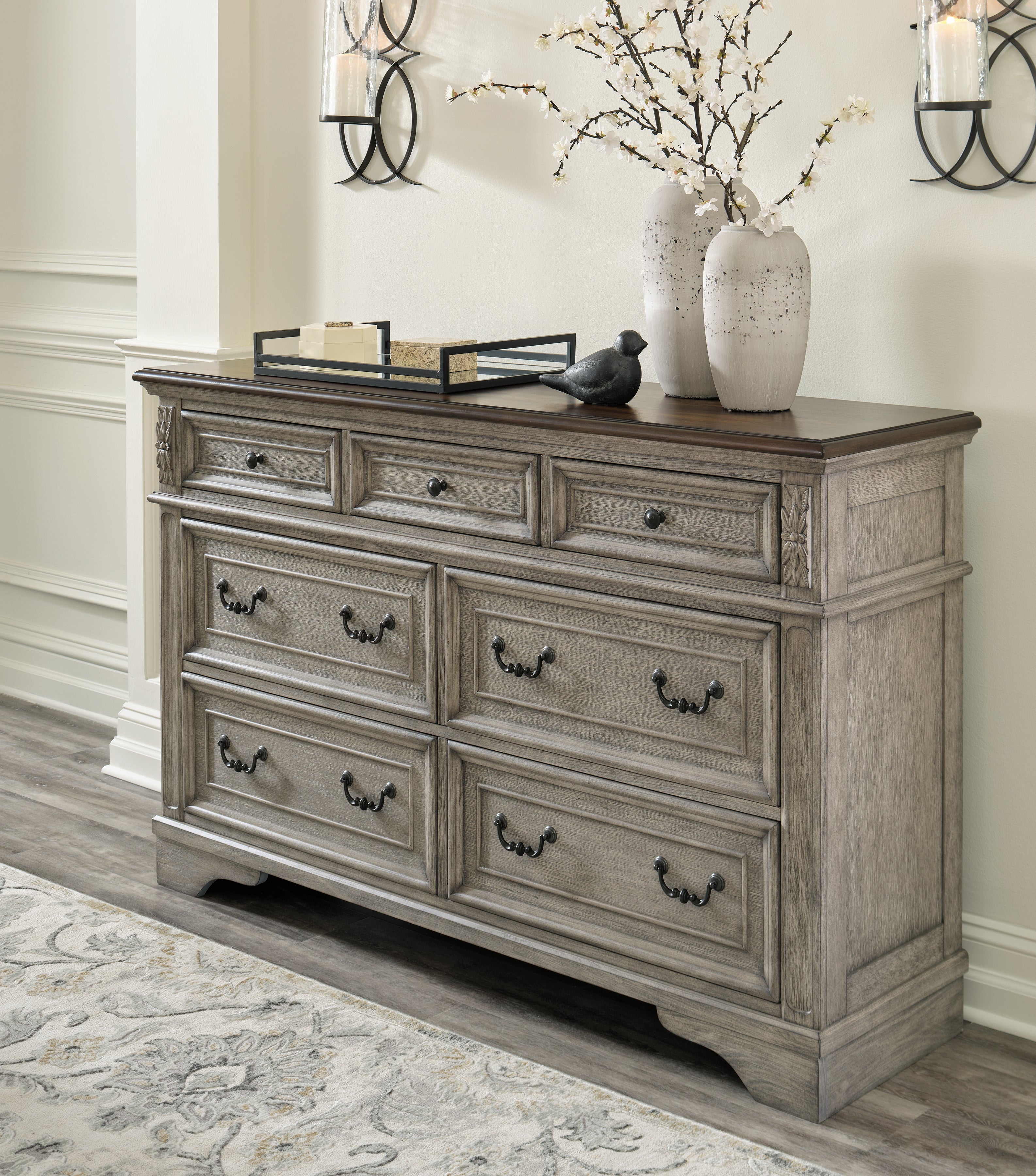 Hoover Furniture Outlet - Ashley Furniture - Lodenbay Dresser - Dresser / Antique Gray/Brown - B751-31