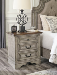 Hoover Furniture Outlet - Ashley Furniture - Lodenbay Nightstand - Three Drawer Night Stand / Antique Gray/Brown - B751-93