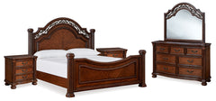 Hoover Furniture Outlet - Ashley Furniture - Lavinton King Poster Bed, Dresser, Mirror and Nightstand - King Poster Bed, Dresser, Mirror and Nightstand - B764B17