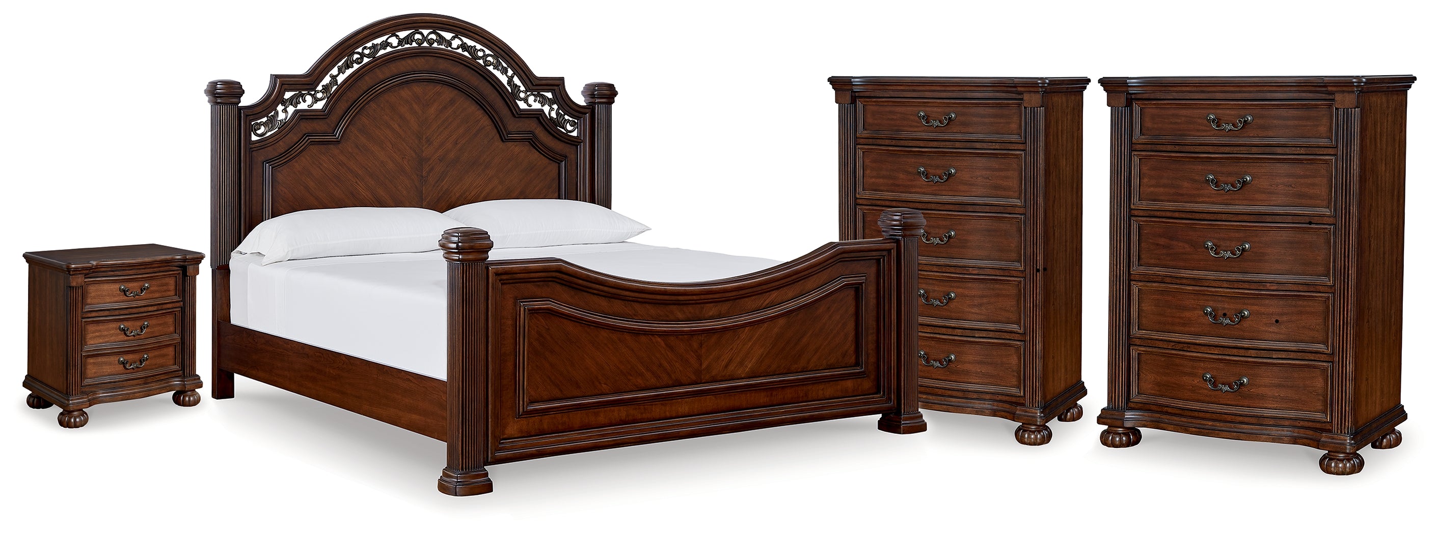Hoover Furniture Outlet - Ashley Furniture - Lavinton King Poster Bed, 2 Chests and Nightstand - King Poster Bed, 2 Chests and Nightstand - B764B12
