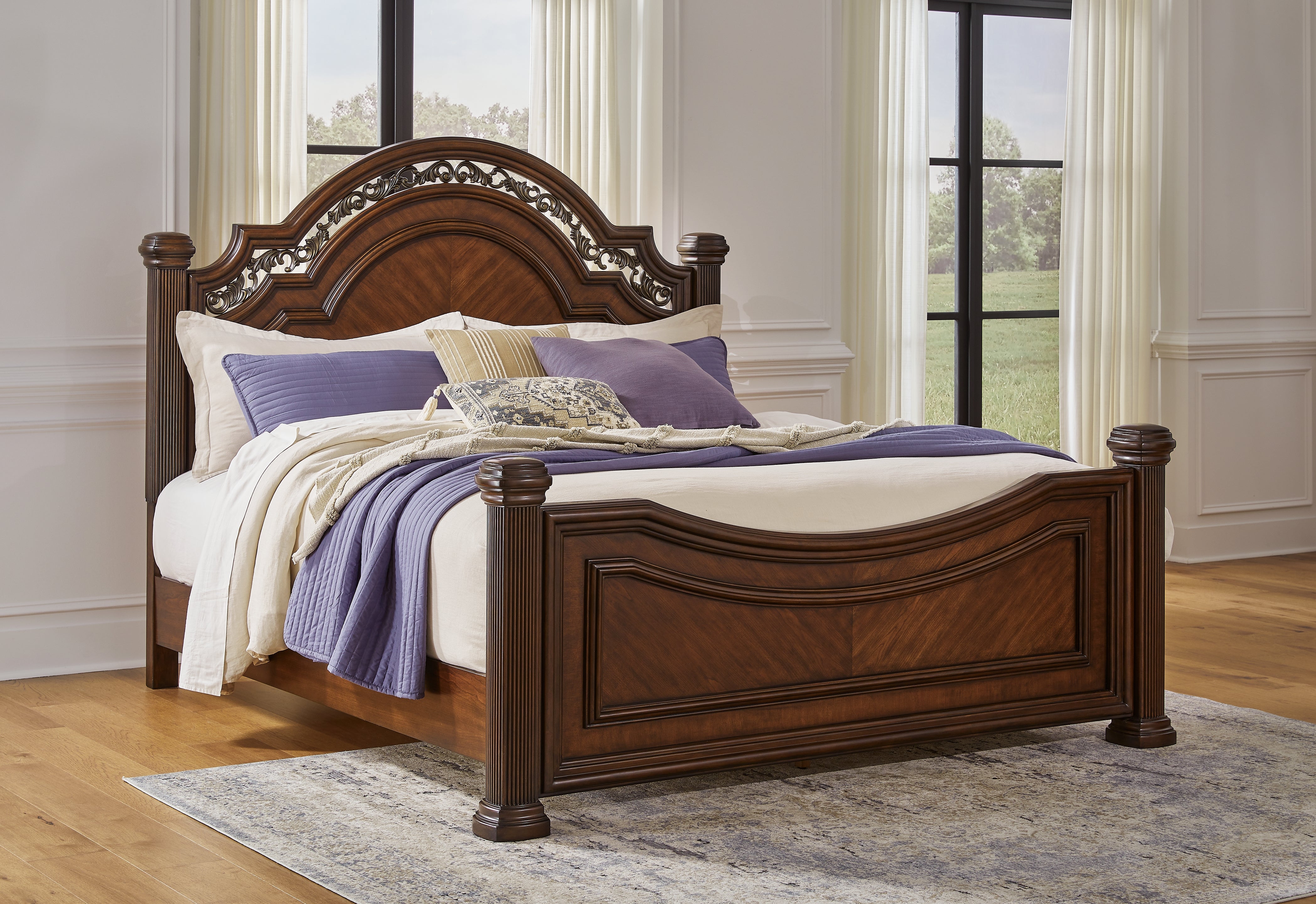 Hoover Furniture Outlet - Ashley Furniture - Lavinton California King Poster Bed - California King Poster Bed / Brown - B764B10
