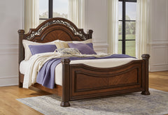 Hoover Furniture Outlet - Ashley Furniture - Lavinton California King Poster Bed - California King Poster Bed / Brown - B764B10