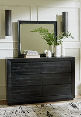 Hoover Furniture Outlet - Ashley Furniture - Londer Dresser and Mirror - Dresser and Mirror / Black - B768B1