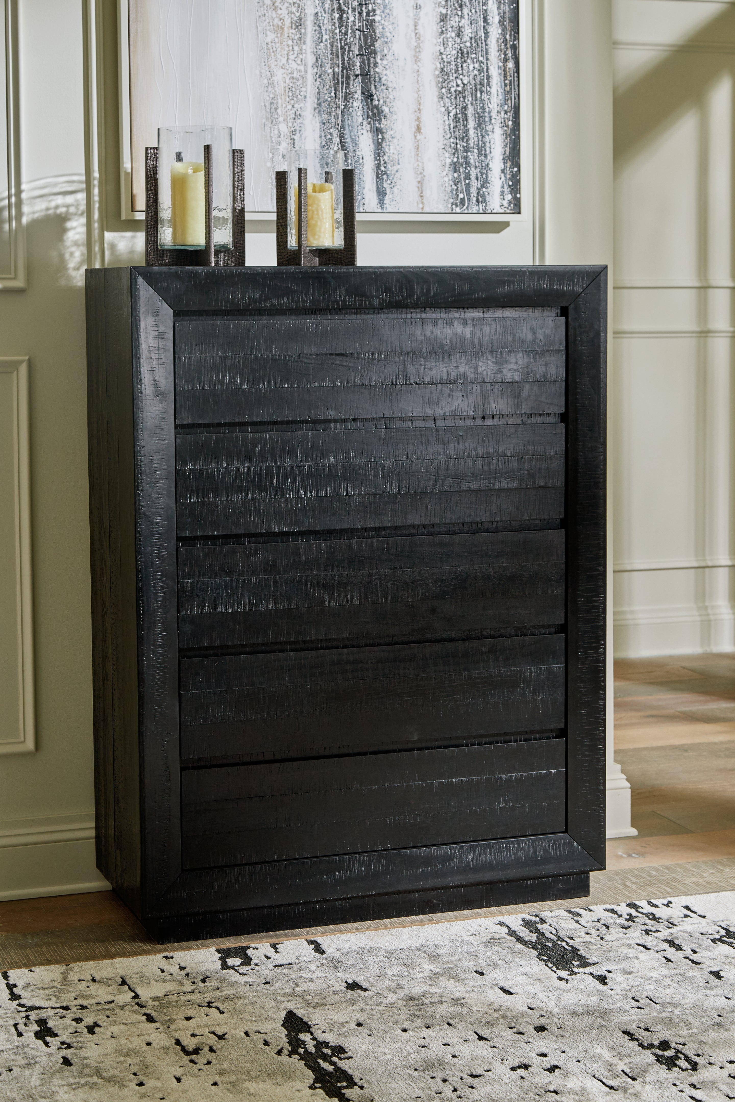 Hoover Furniture Outlet - Ashley Furniture - Londer Chest of Drawers - Five Drawer Chest / Black - B768-46