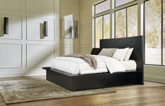 Hoover Furniture Outlet - Ashley Furniture - Londer Queen Panel Bed - Queen Panel Bed / Black - B768B2