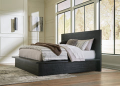 Hoover Furniture Outlet - Ashley Furniture - Londer California King Panel Bed - California King Panel Bed / Black - B768B5