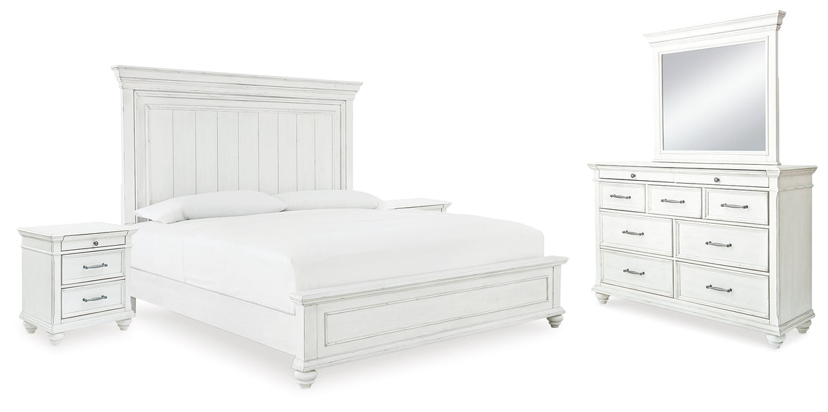 Hoover Furniture Outlet - Ashley Furniture - Kanwyn Queen Panel Bed, Dresser, Mirror and 2 Nightstands - Queen Panel Bed, Dresser, Mirror and 2 Nightstands - B777B28