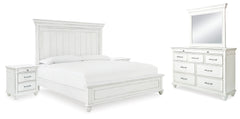 Hoover Furniture Outlet - Ashley Furniture - Kanwyn Queen Panel Bed, Dresser, Mirror and 2 Nightstands - Queen Panel Bed, Dresser, Mirror and 2 Nightstands - B777B28