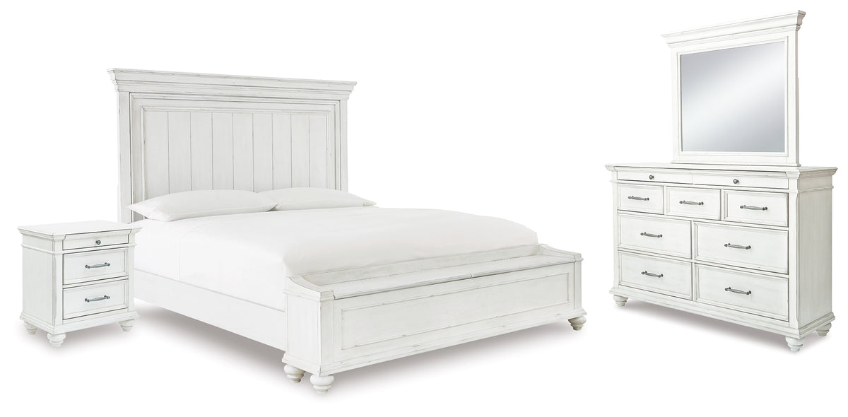 Hoover Furniture Outlet - Ashley Furniture - Kanwyn Queen Panel Storage Bed, Dresser, Mirror and Nightstand - Queen Panel Storage Bed, Dresser, Mirror and Nightstand - B777B19