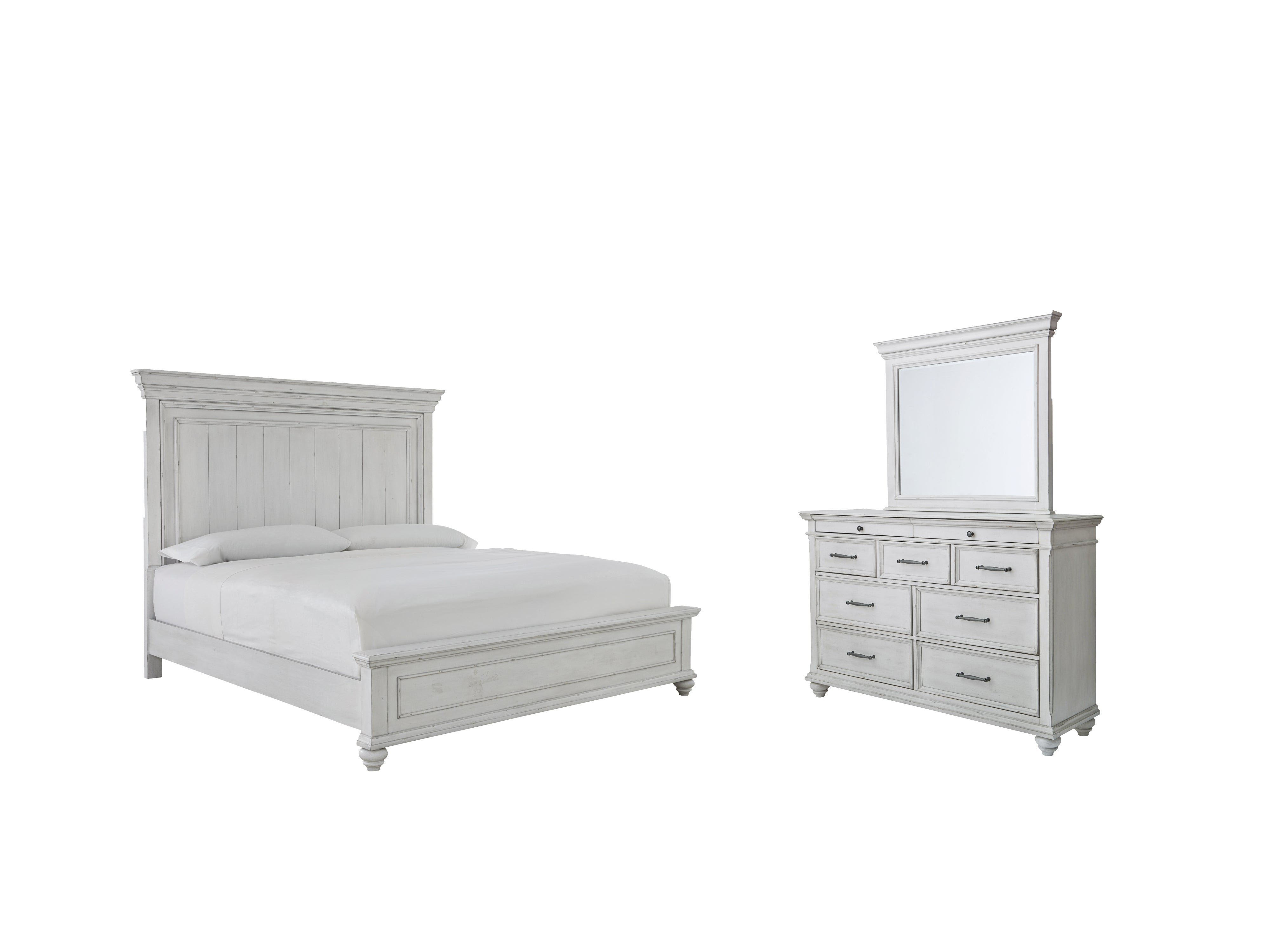 Hoover Furniture Outlet - Ashley Furniture - Kanwyn Queen Panel Bed with Dresser and Mirror - Queen Panel Bed with Dresser and Mirror - B777B3