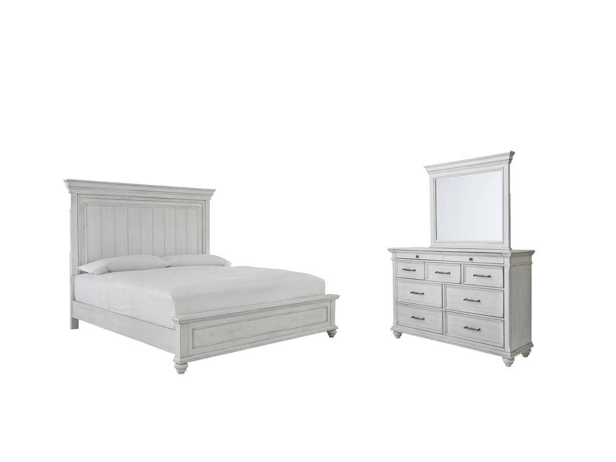 Hoover Furniture Outlet - Ashley Furniture - Kanwyn King Panel Bed, Dresser and Mirror - King Panel Bed, Dresser and Mirror - B777B26
