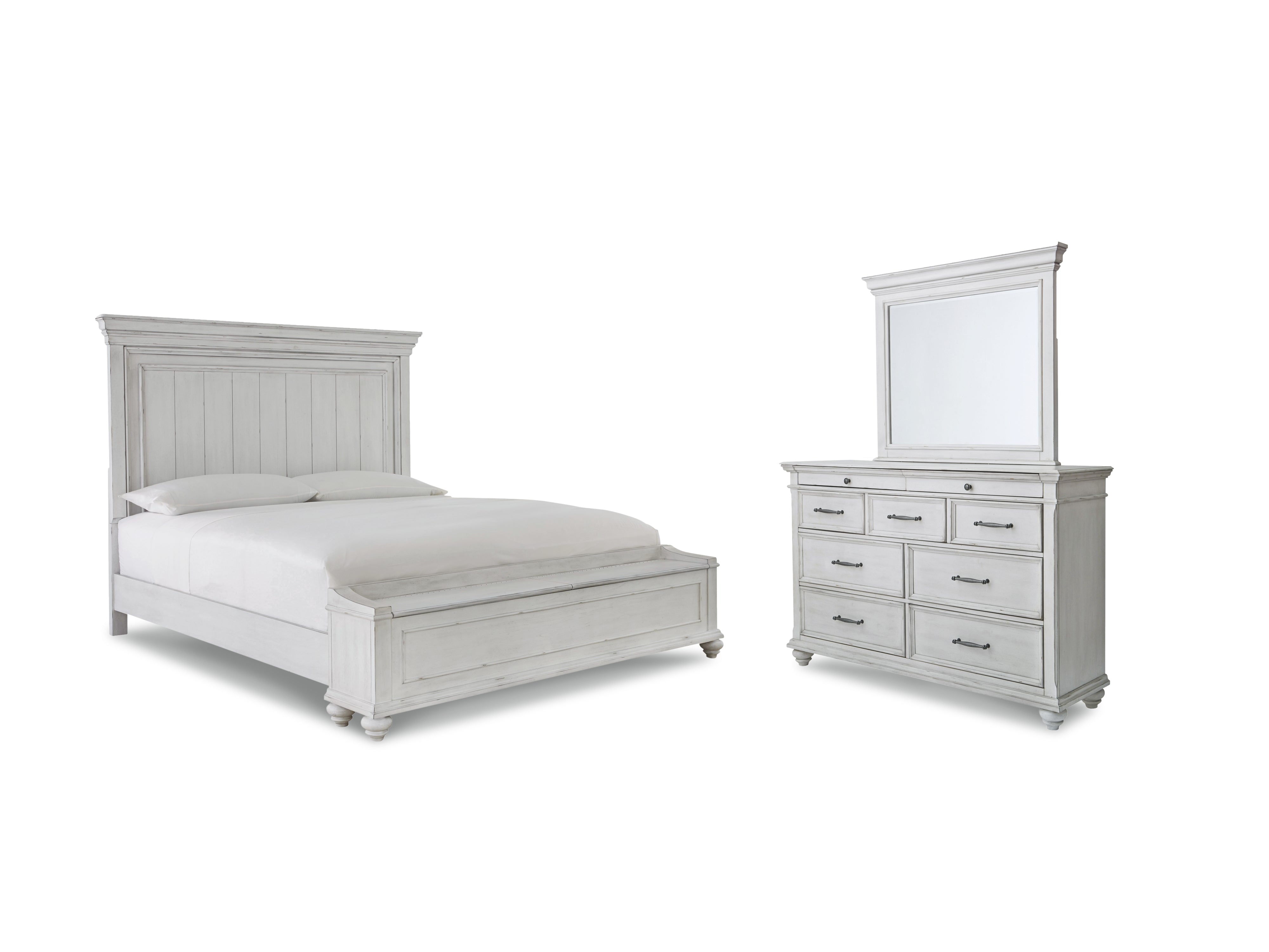Hoover Furniture Outlet - Ashley Furniture - Kanwyn Queen Bed with Mirrored Dresser - Queen Bed with Mirrored Dresser - B777B7