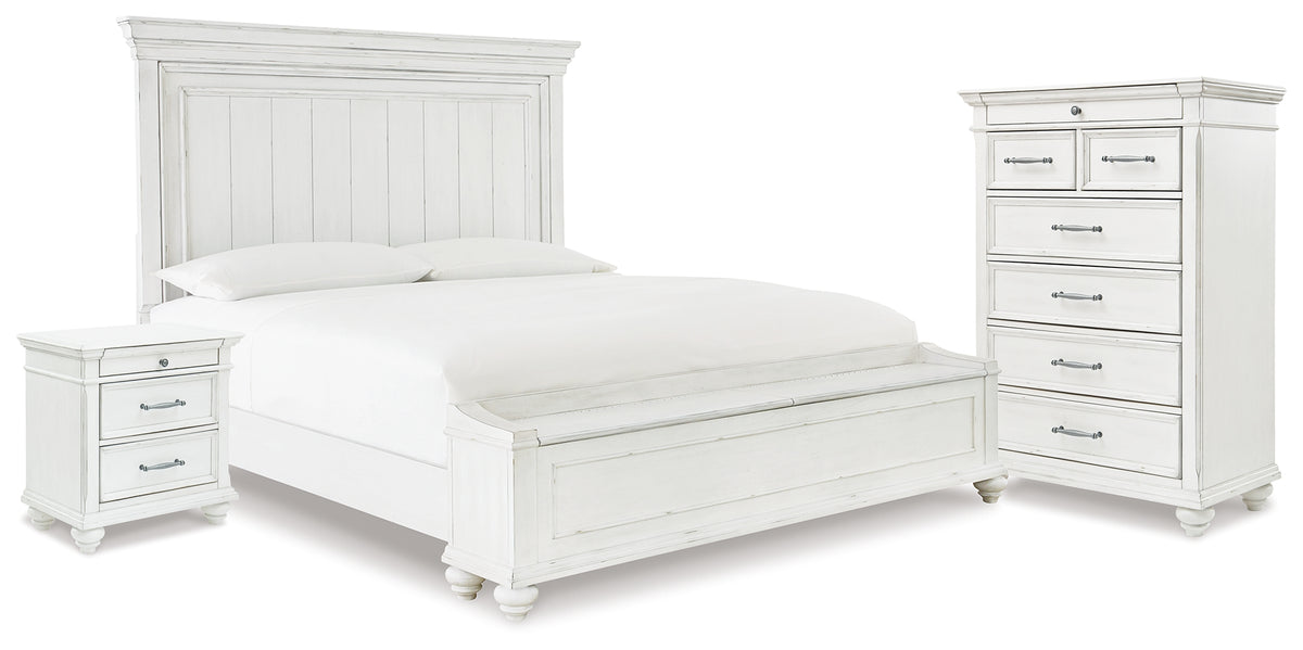Hoover Furniture Outlet - Ashley Furniture - Kanwyn King Panel Storage Bed, Chest and Nightstand - King Panel Storage Bed, Chest and Nightstand - B777B30