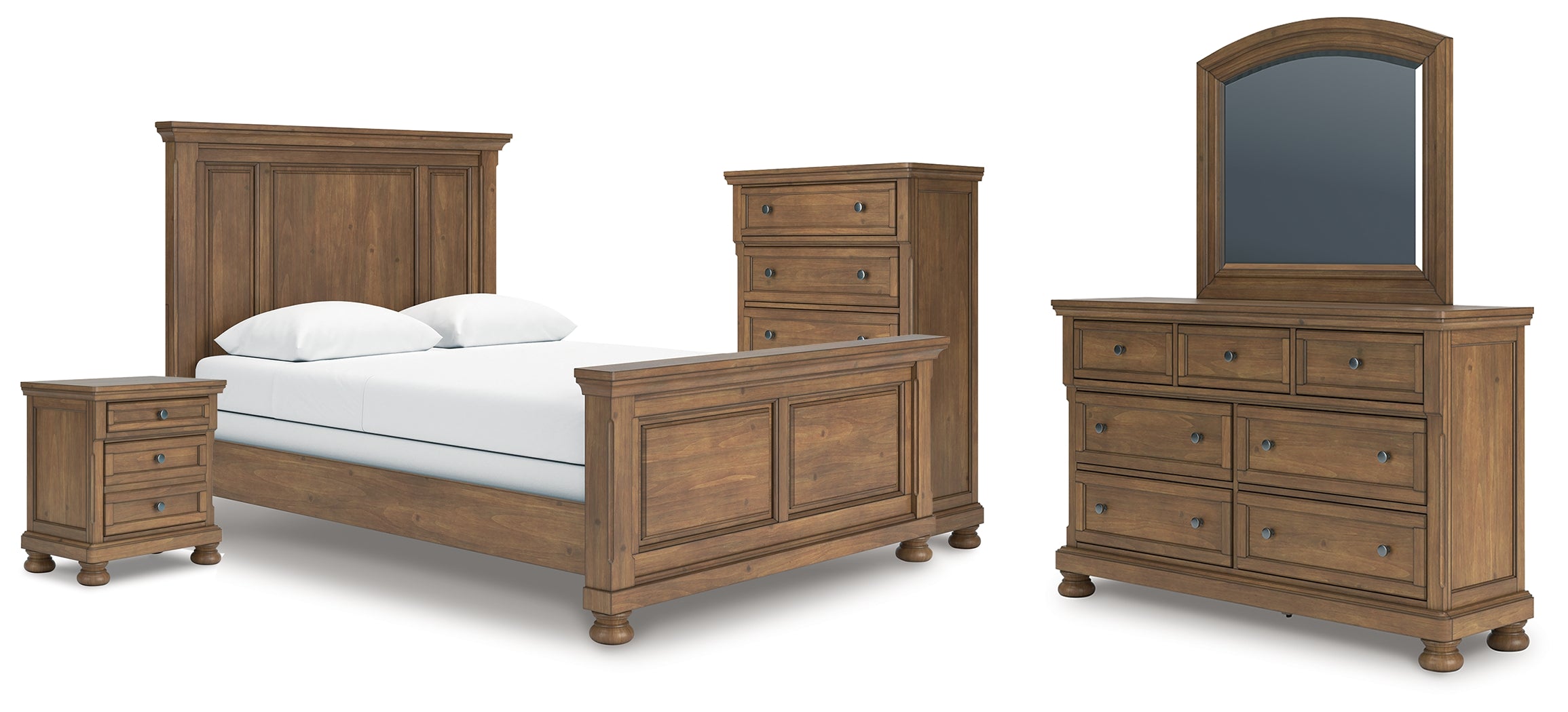 Hoover Furniture Outlet - Ashley Furniture - Feddinger Queen Panel Bed, Dresser, Mirror, Chest and Nightstand - Queen Panel Bed, Dresser, Mirror, Chest and Nightstand - PCB779B10