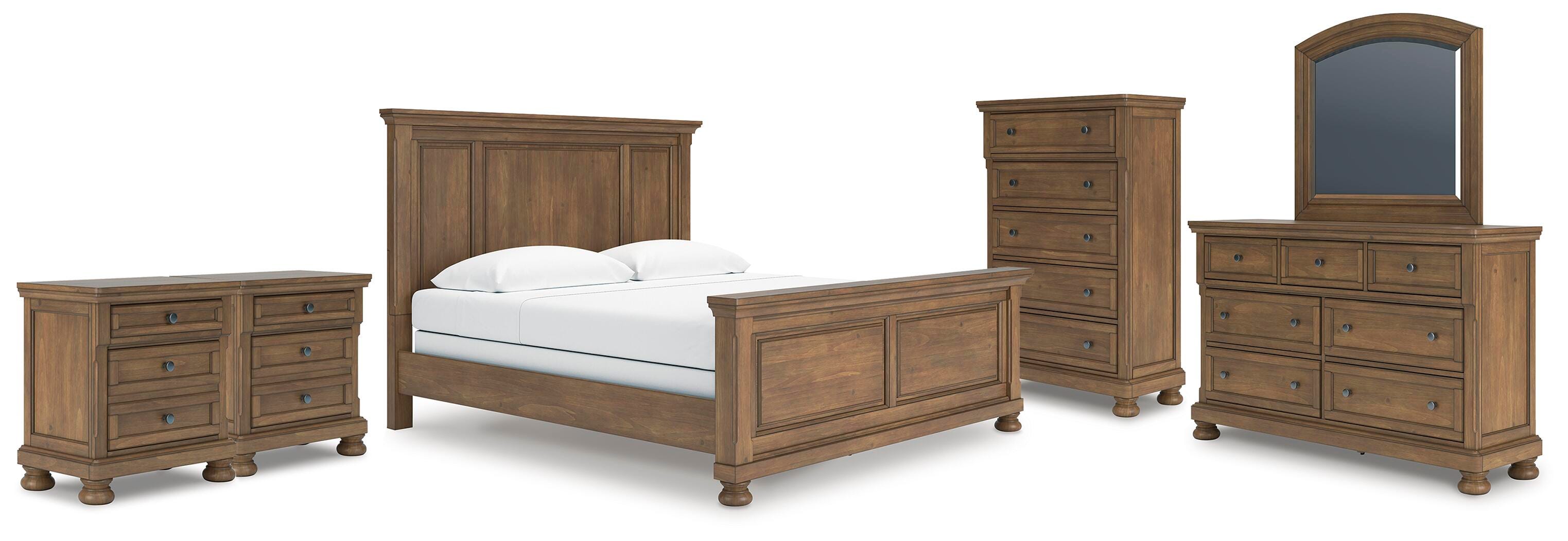 Hoover Furniture Outlet - Ashley Furniture - Feddinger King Panel Bed, Dresser, Mirror, Chest and 2 Nightstands - King Panel Bed, Dresser, Mirror, Chest and 2 Nightstands - PCB779B22