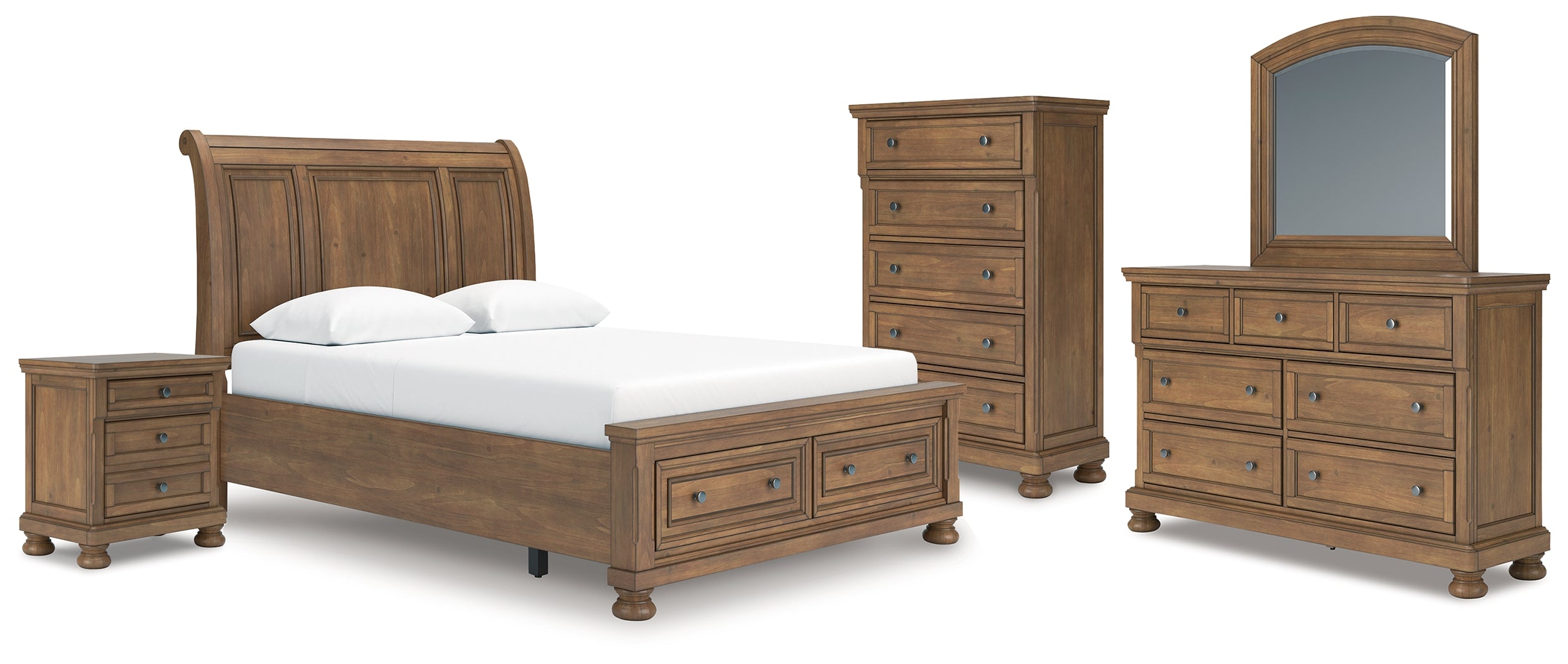 Hoover Furniture Outlet - Ashley Furniture - Feddinger Queen Sleigh Bed, Dresser, Mirror, Chest and Nightstand - Queen Sleigh Bed, Dresser, Mirror, Chest and Nightstand - PCB779B18