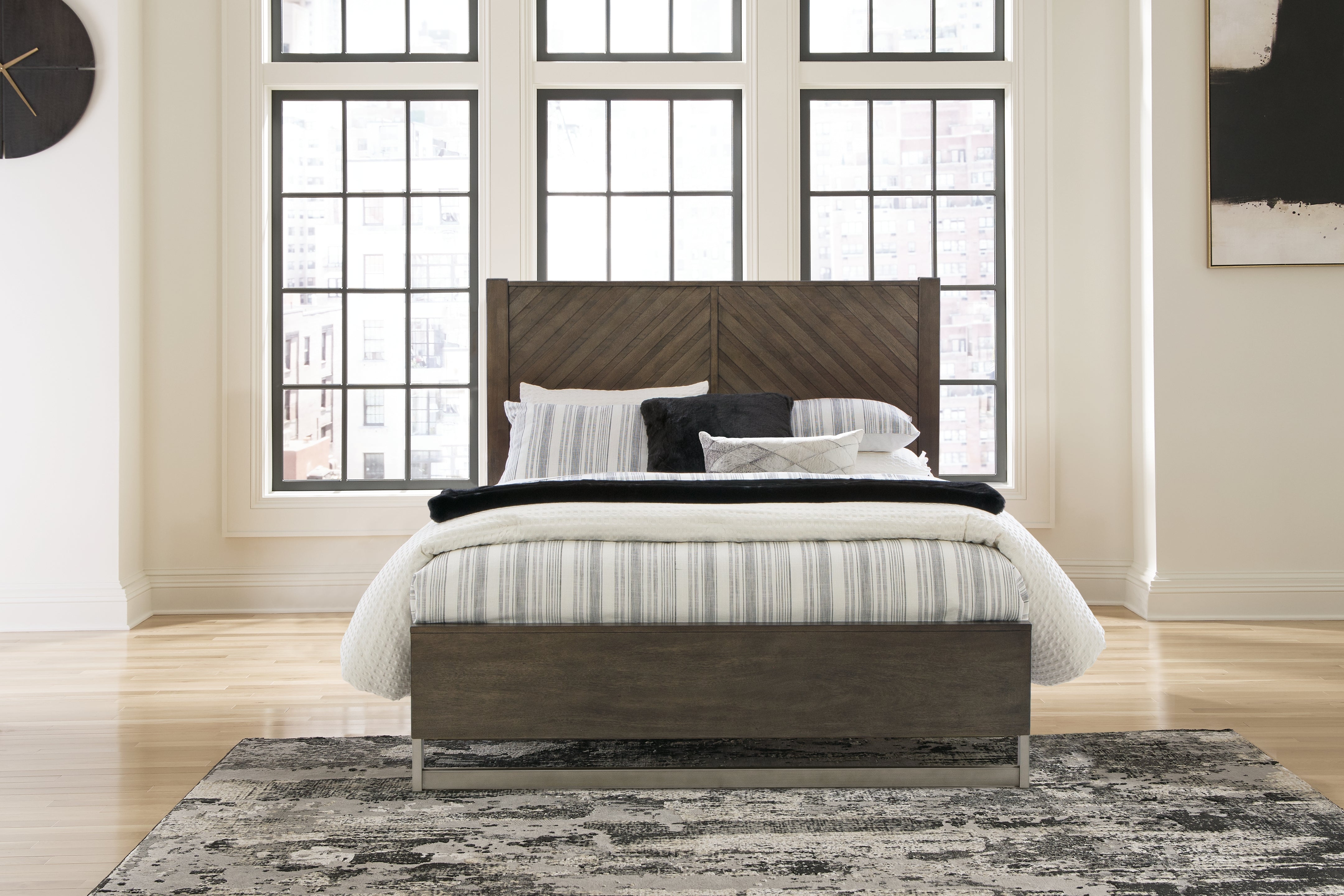 Hoover Furniture Outlet - Ashley Furniture - Arkenton Queen Panel Bed - Queen Panel Bed / Grayish Brown - B786B2