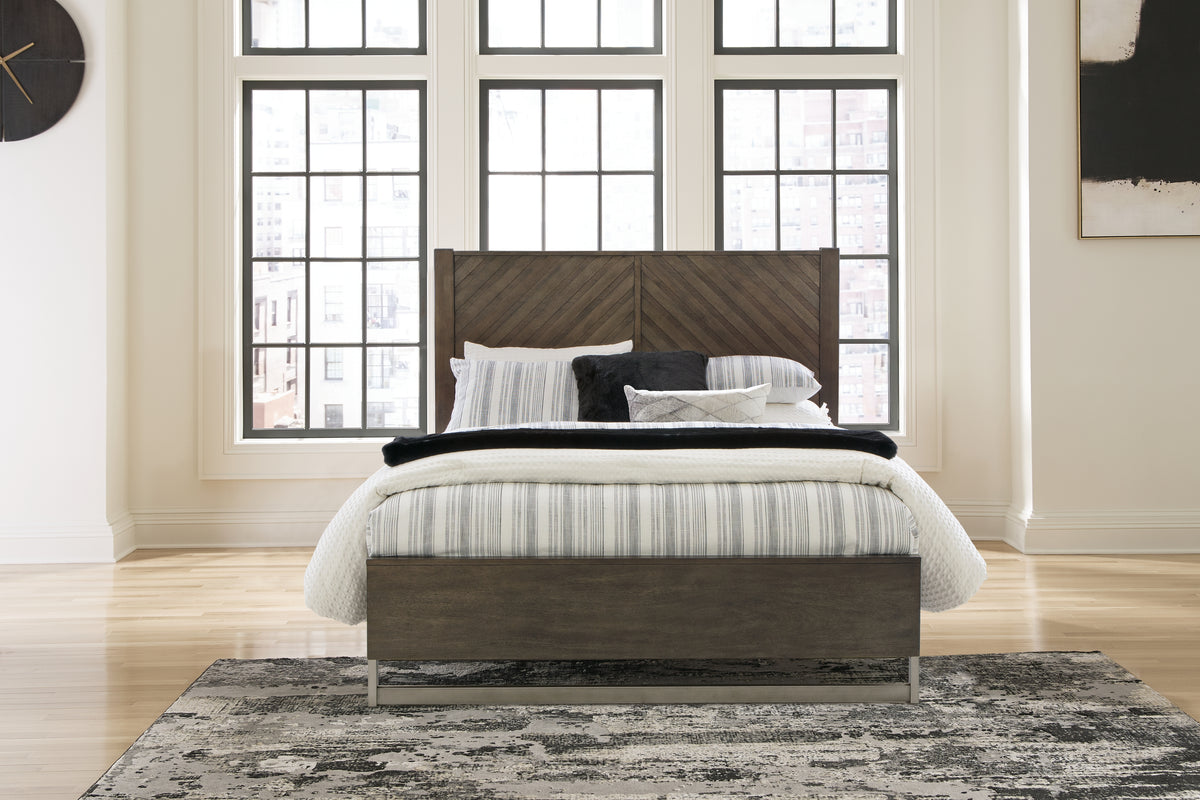 Hoover Furniture Outlet - Ashley Furniture - Arkenton Queen Panel Bed - Queen Panel Bed / Grayish Brown - B786B2