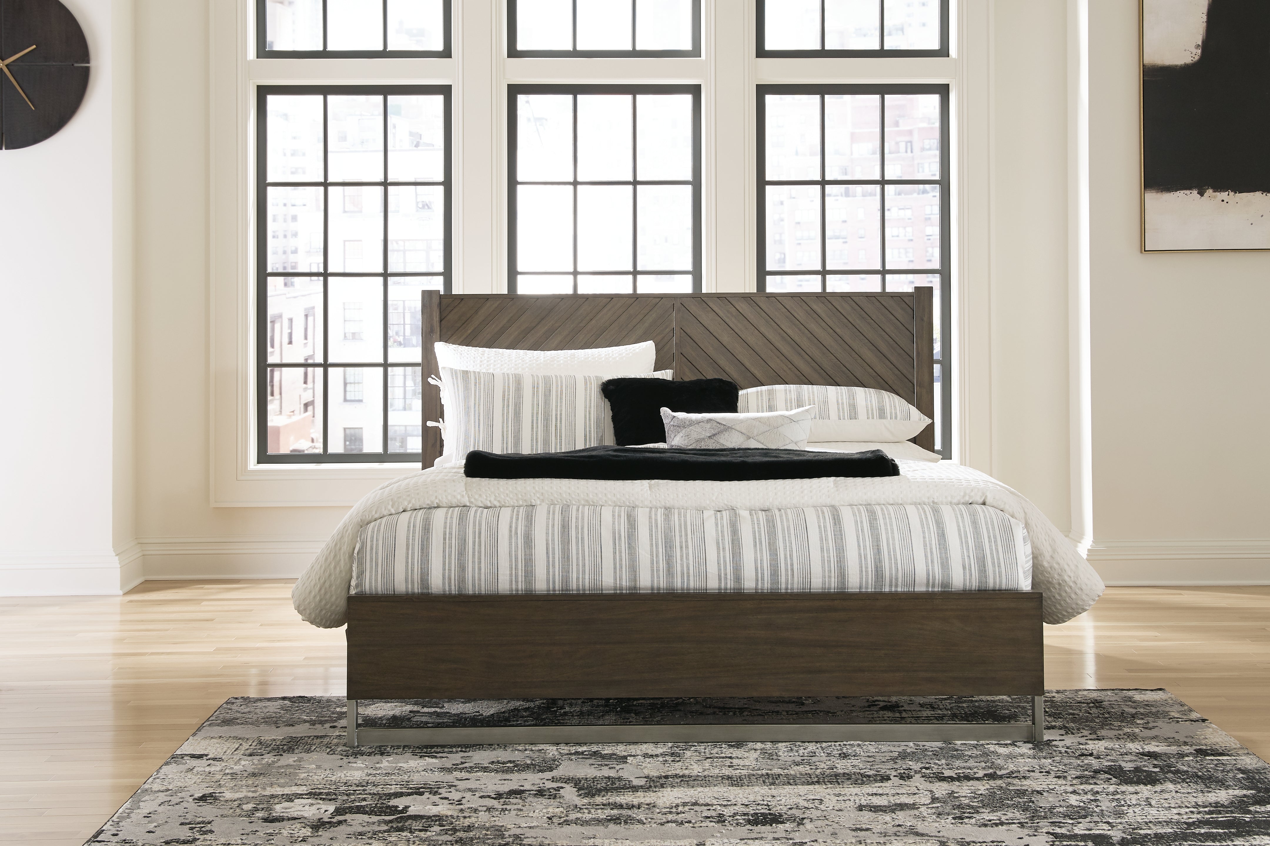 Hoover Furniture Outlet - Ashley Furniture - Arkenton California King Panel Bed - California King Panel Bed / Grayish Brown - B786B5