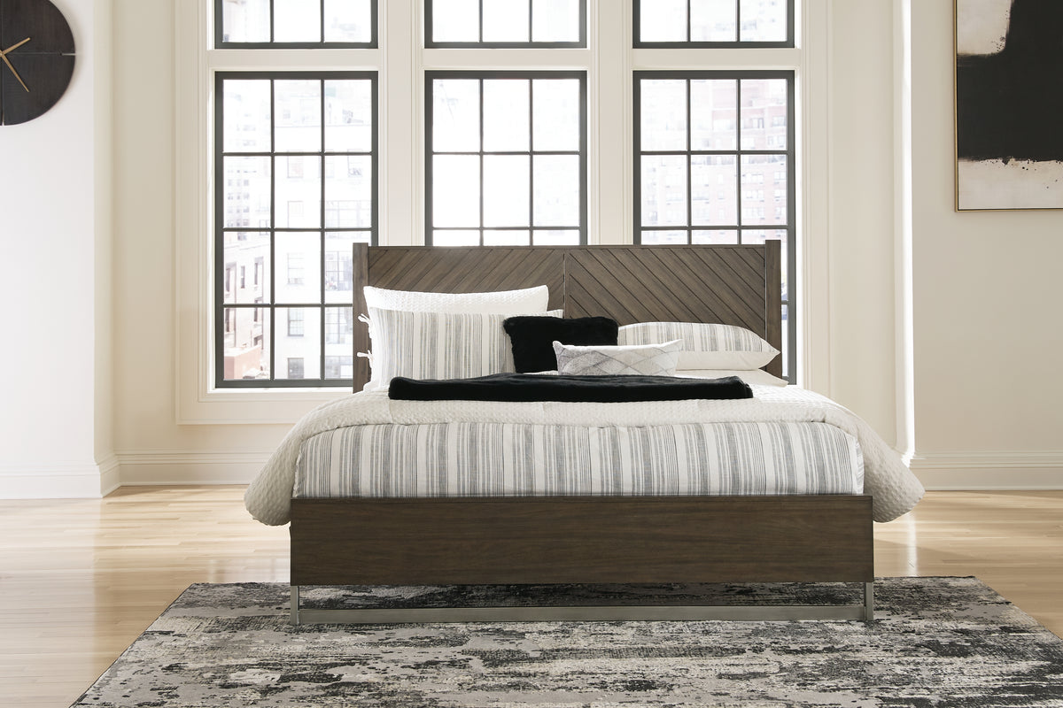 Hoover Furniture Outlet - Ashley Furniture - Arkenton California King Panel Bed - California King Panel Bed / Grayish Brown - B786B5