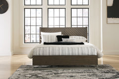 Hoover Furniture Outlet - Ashley Furniture - Arkenton California King Panel Bed - California King Panel Bed / Grayish Brown - B786B5