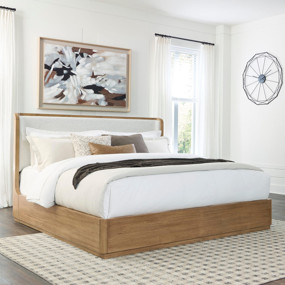 Hoover Furniture Outlet - Ashley Furniture - Pamaria California King Upholstered Panel Bed - California King Upholstered Panel Bed - PCB802B8