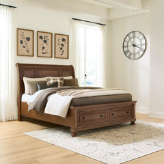 Hoover Furniture Outlet - Ashley Furniture - Zackaryn Queen Sleigh Storage Bed - Queen Sleigh Storage Bed - PCB807B4