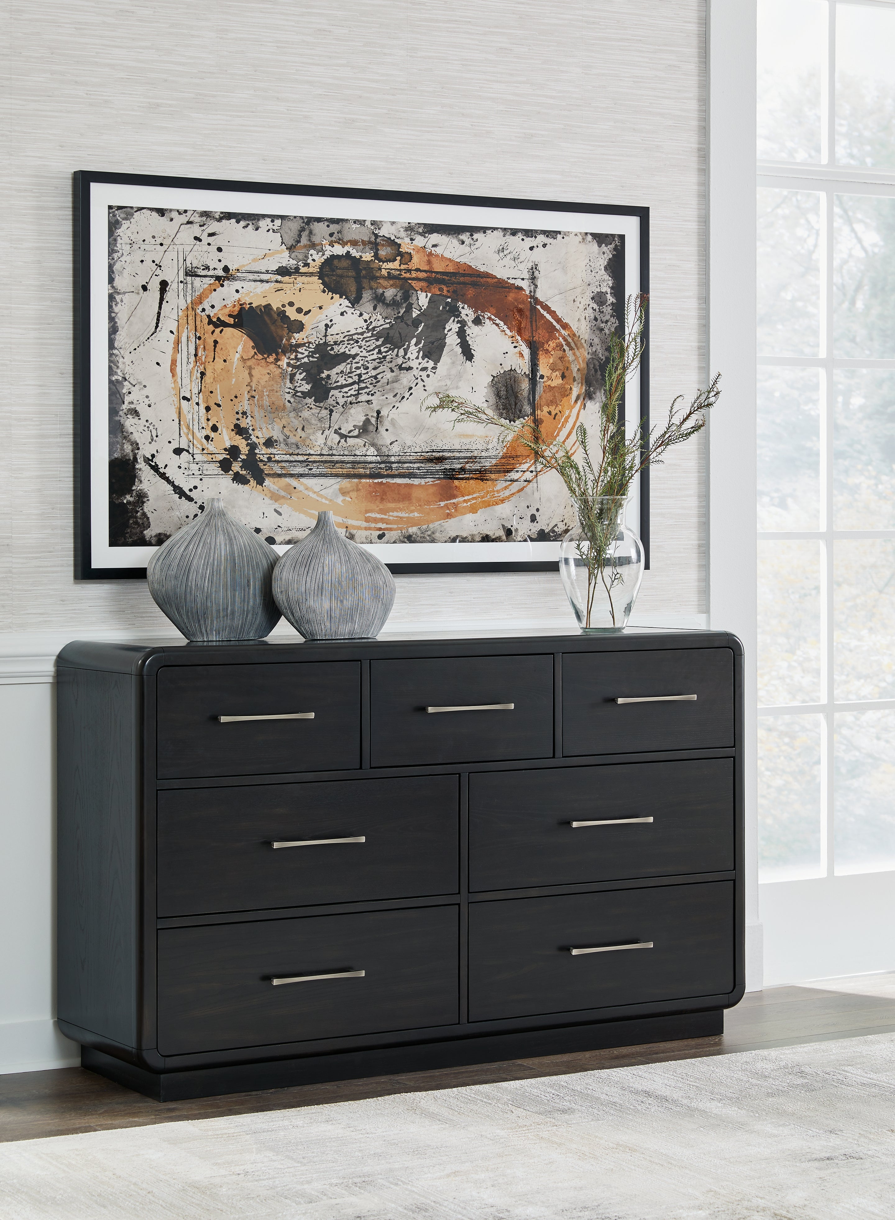 Hoover Furniture Outlet - Ashley Furniture - Rowanbeck Dresser - Dresser / Black - B821-31