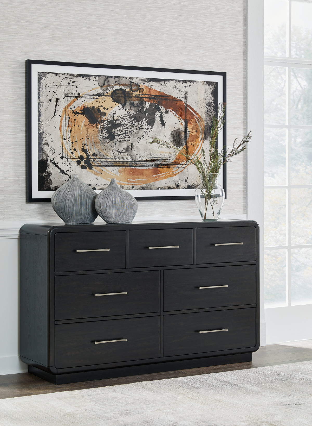 Hoover Furniture Outlet - Ashley Furniture - Rowanbeck Dresser - Dresser / Black - B821-31