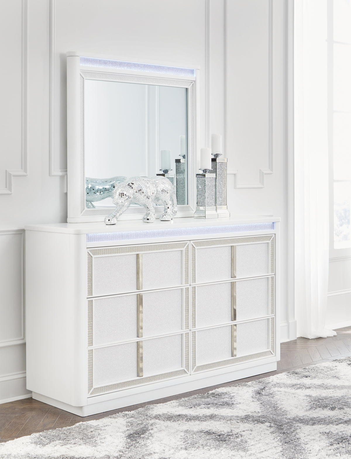 Hoover Furniture Outlet - Ashley Furniture - Chalanna Dresser and Mirror - Dresser and Mirror - B822B1