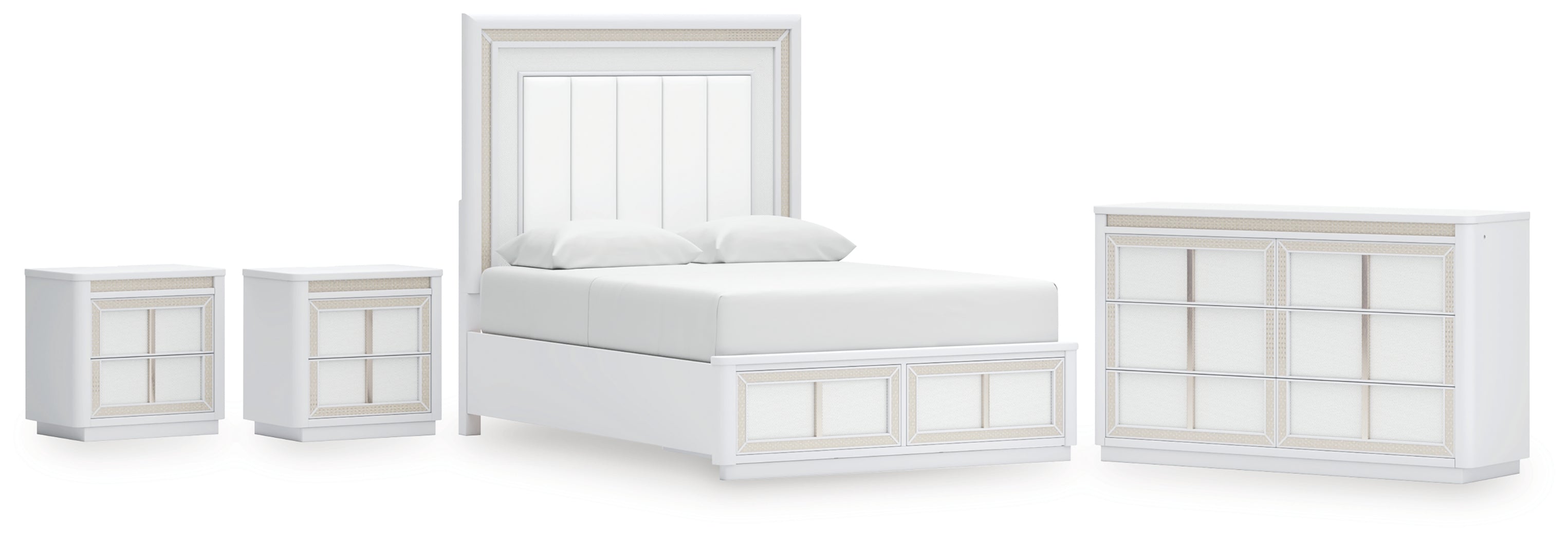 Hoover Furniture Outlet - Ashley Furniture - Chalanna Queen Storage Bed, Dresser and 2 Nightstands - Queen Storage Bed, Dresser and 2 Nightstands - B822B9