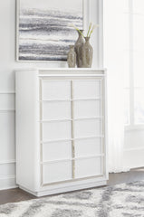 Hoover Furniture Outlet - Ashley Furniture - Chalanna Chest of Drawers - Five Drawer Chest / White - B822-46