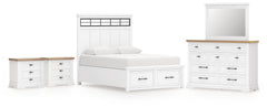 Hoover Furniture Outlet - Ashley Furniture - Ashbryn Queen Panel Storage Bed, Dresser, Mirror and 2 Nightstands - Queen Panel Storage Bed, Dresser, Mirror and 2 Nightstands - B844B11