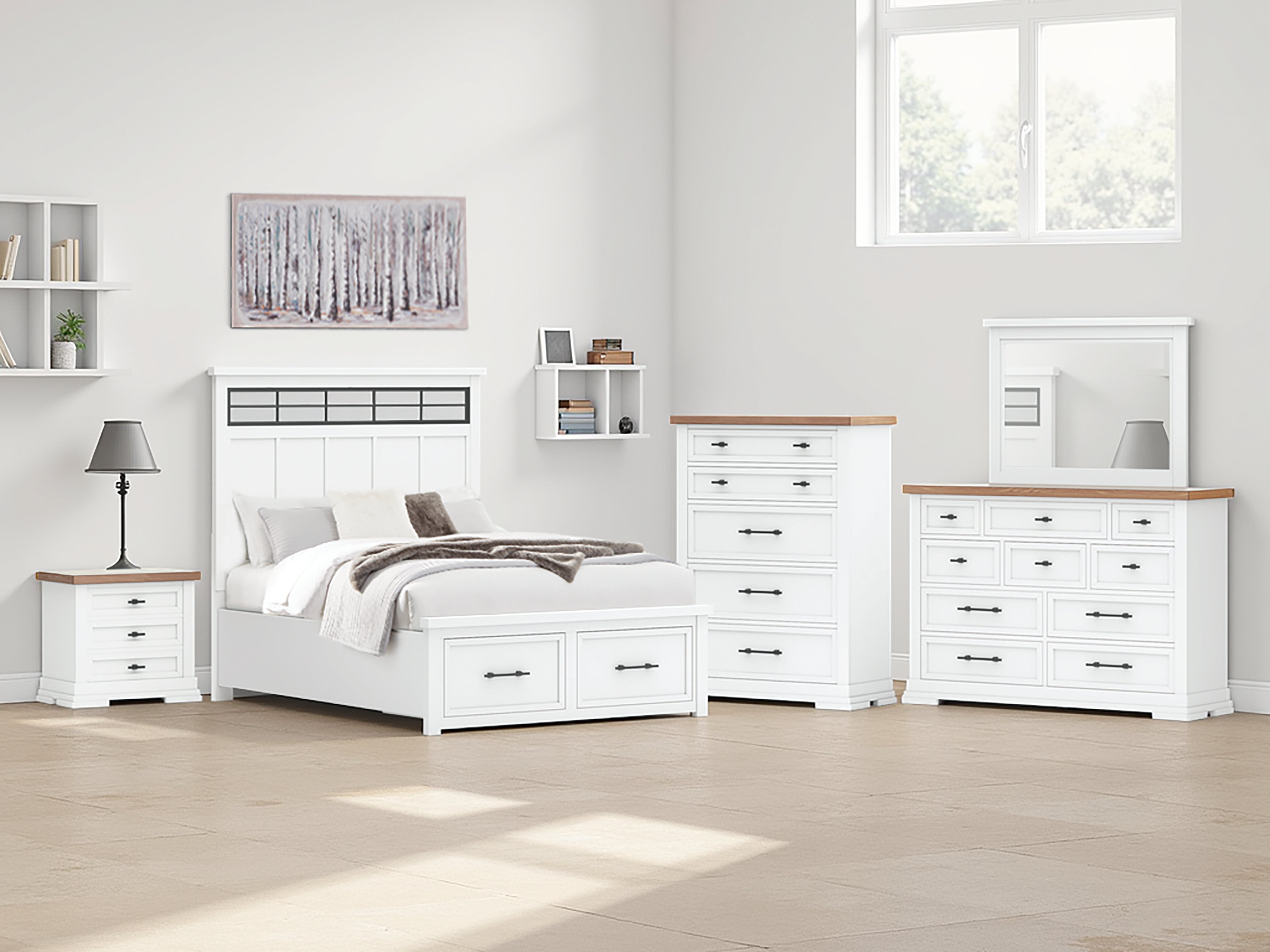 Hoover Furniture Outlet - Ashley Furniture - Ashbryn Queen Panel Storage Bed - Queen Panel Storage Bed - B844B2
