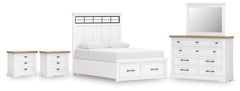 Hoover Furniture Outlet - Ashley Furniture - Ashbryn King Panel Bed, Dresser, Mirror and 2 Nightstands - King Panel Bed, Dresser, Mirror and 2 Nightstands - B844B10
