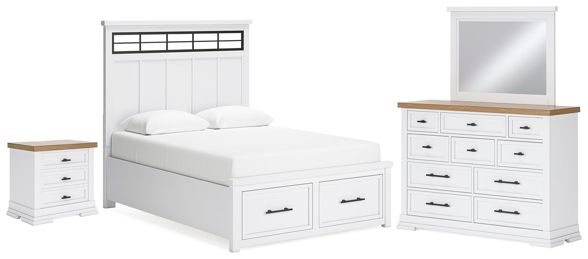 Hoover Furniture Outlet - Ashley Furniture - Ashbryn Queen Storage Bed, Dresser, Mirror and Nightstand - Queen Storage Bed, Dresser, Mirror and Nightstand - B844B8