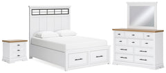 Hoover Furniture Outlet - Ashley Furniture - Ashbryn Queen Storage Bed, Dresser, Mirror and Nightstand - Queen Storage Bed, Dresser, Mirror and Nightstand - B844B8