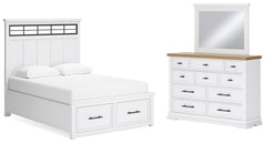 Hoover Furniture Outlet - Ashley Furniture - Ashbryn Queen Panel Storage Bed, Dresser and Mirror - Queen Panel Storage Bed, Dresser and Mirror - B844B3
