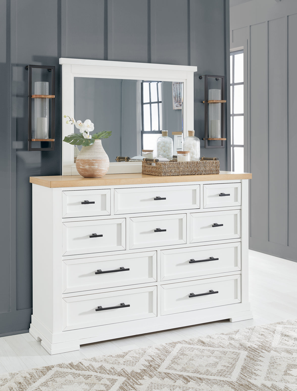 Hoover Furniture Outlet - Ashley Furniture - Ashbryn Dresser and Mirror - Dresser and Mirror - B844B1