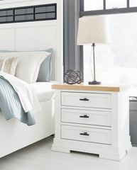 Hoover Furniture Outlet - Ashley Furniture - Ashbryn Nightstand - Three Drawer Night Stand / White/Natural - B844-93