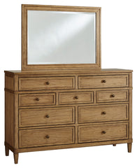 Sharlance Queen Upholstered Panel Bed, Dresser and Mirror