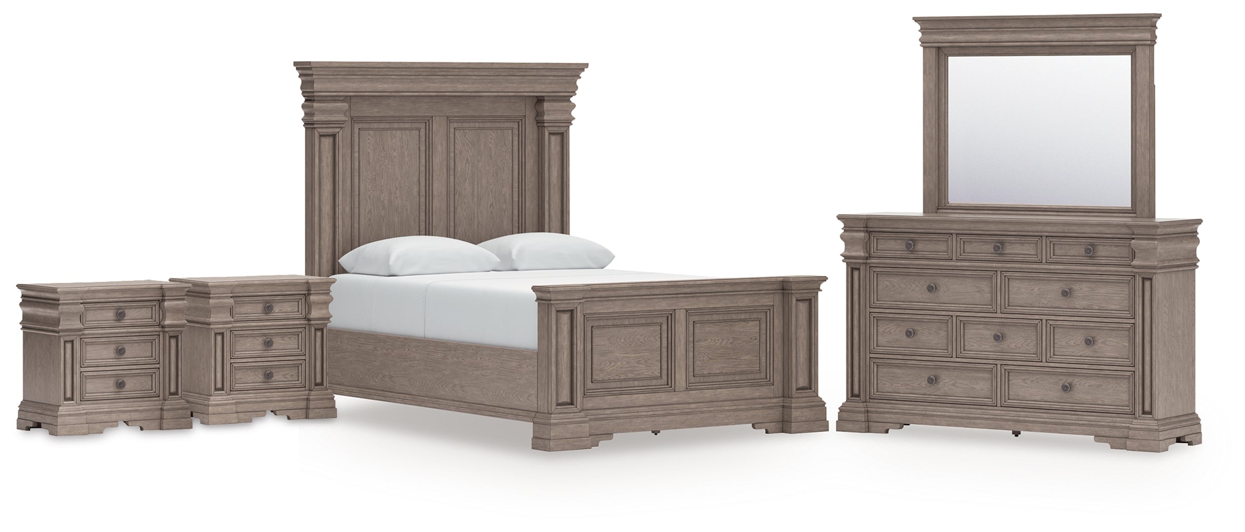 Hoover Furniture Outlet - Ashley Furniture - Blairhurst Queen Panel Bed, Dresser, Mirror and 2 Nightstands - Queen Panel Bed, Dresser, Mirror and 2 Nightstands - B916B10